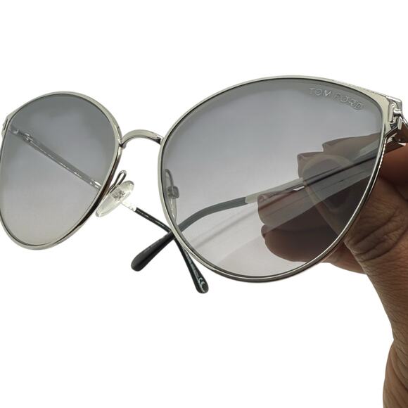 Tom Ford Zeila Cat Eye Silver Sunglasses Womens TF654 Rhodium Black main image 7